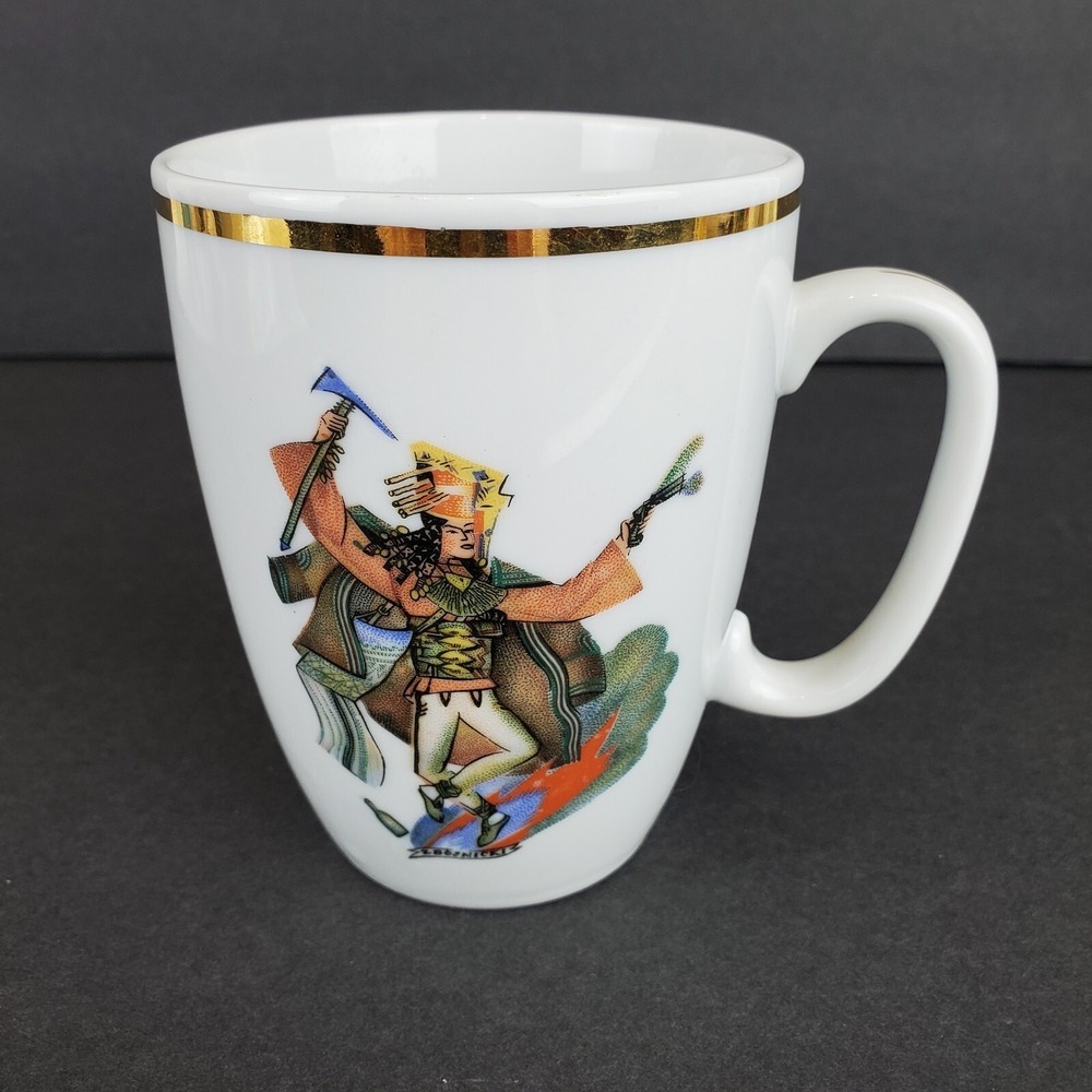 Vintage Wloclawek Porcelain Mug Traditional Folk Art Dancer Made in Poland